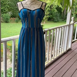 Band Of Gypsies Blue and White Striped Jumpsuit